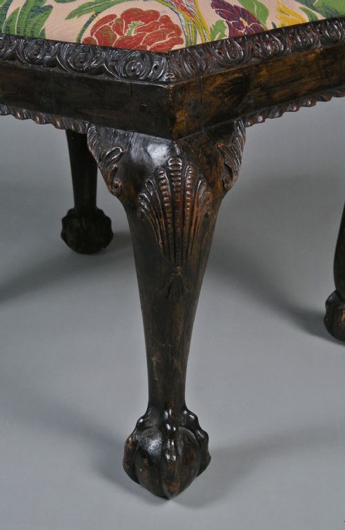 fig 2. Good 19th Century George II Design Ball and Claw Carved Stool c. 1880