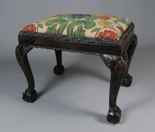 fig 1. Good 19th Century George II Design Ball and Claw Carved Stool c. 1880