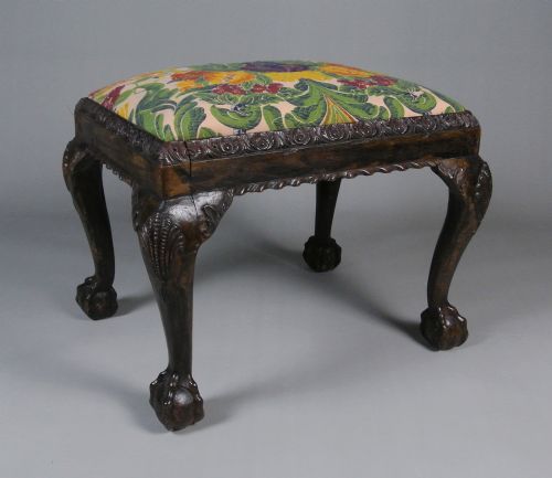 Good 19th Century George II Design Ball and Claw Carved Stool C. 1880
