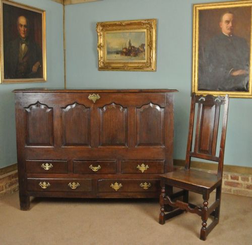 fig 1. Impressive and Beautiful George II Welsh Oak Mule Chest with Original Brasses c. 1750