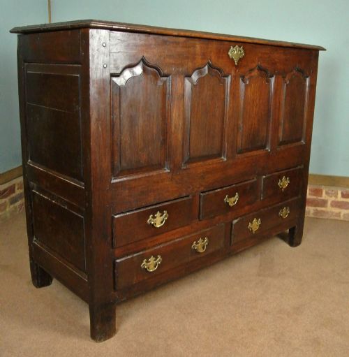 fig 2. Impressive and Beautiful George II Welsh Oak Mule Chest with Original Brasses c. 1750