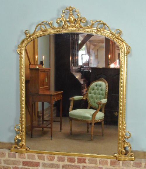 Monumental Mid-19th Century Carved Giltwood Rococo Mirror C. 1850