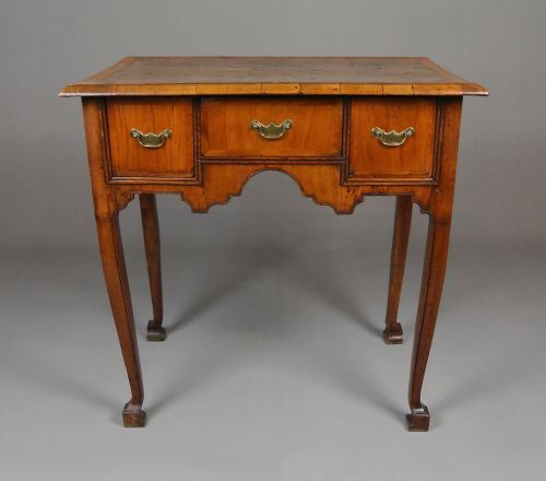 fig 1. Beautiful Georgian Walnut and Yew Wood Lowboy of Rare Form c. 1750