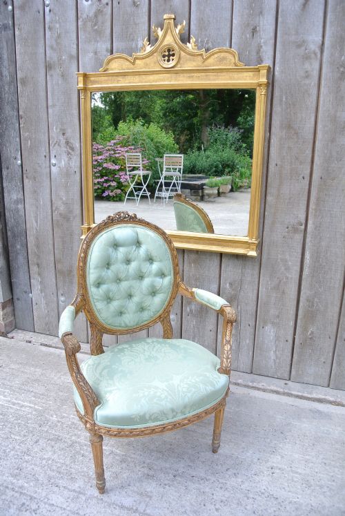 fig 1. Beautiful and Large 19th Century Gothic Revival Giltwood Overmantle Mirror c. 1890