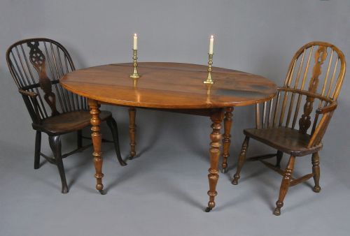 fig 1. Pretty and Practical French Fruitwood Oval Drop Leaf Table c. 1880