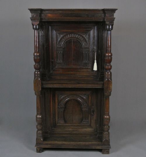 Rare Early 17th Century Oak and Elm Half Press C. 1620