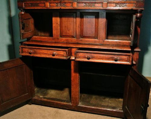 fig 1. Early Welsh Oak Three Stage Dresser Tridarn of Superb Color - Initialed and Dated 1734