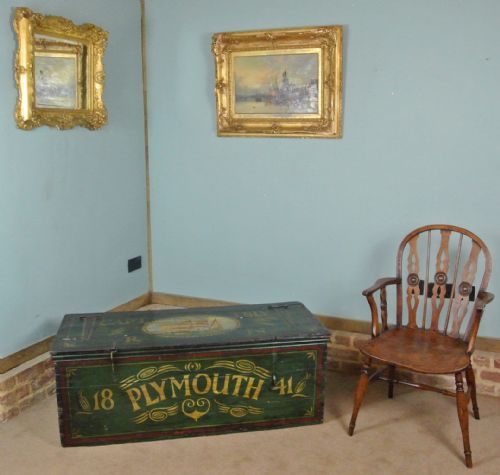 fig 1. Large Green Painted Nautical Chest dated 1841