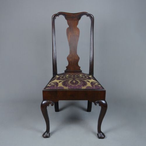 Original George II Walnut Side Chair with Braganza Feet C. 1740