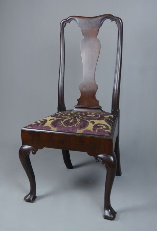 fig 2. Original George II Walnut Side Chair with Braganza Feet c. 1740