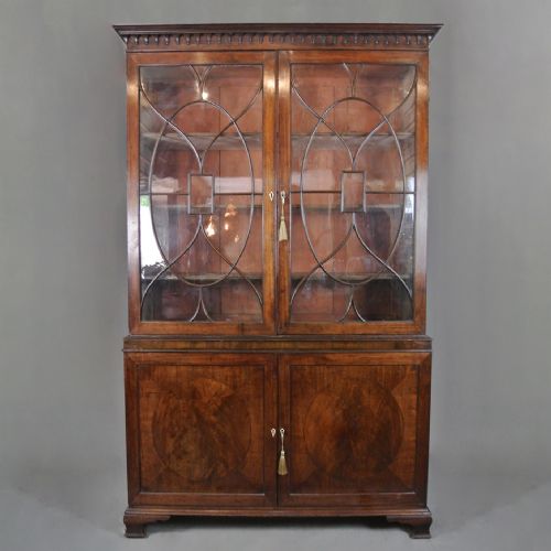 Slender George III Mahogany Bookcase Cabinet in Manner of Gillows C. 1780