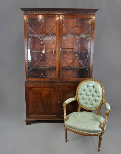 fig 1. Slender George III Mahogany Bookcase Cabinet in Manner of Gillows c. 1780