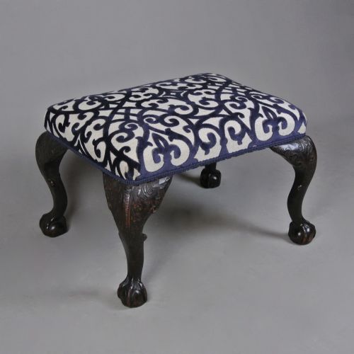 19th Century Mahogany Carved Stool of George II Design