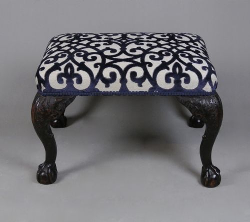 fig 1. 19th Century Mahogany Carved Stool of George II Design
