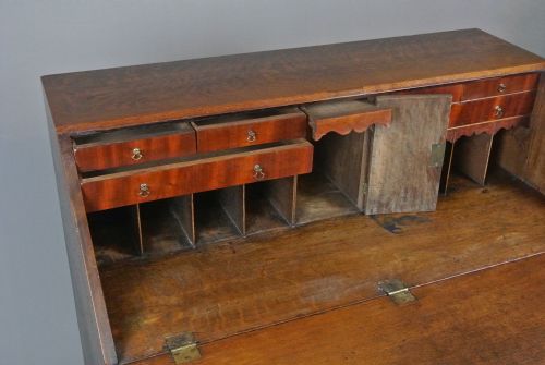 fig 1. George III Elm, Oak and Padauk Bureau with Original Brasses c. 1780