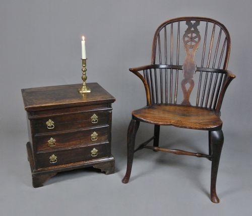 fig 1. Small and Charming George I Elm and Oak Box Stool c. 1730