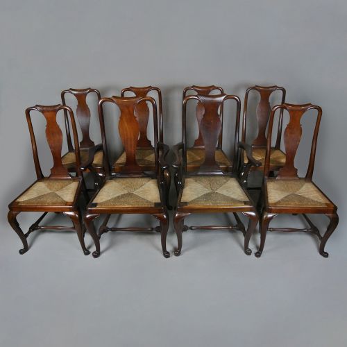Set of 8 Very Good Early 19th Century Mahogany Dining Chairs of Queen Anne Design C. 1820
