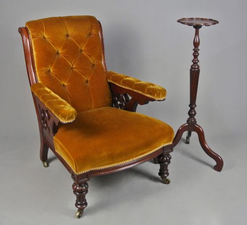 fig 1. 19th Century Gothic Fireside Chair in the Manner of Holland & Sons c. 1880