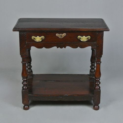 Rare 17th Century Oak Side Table with Maker's Brand L. W. C. 1680