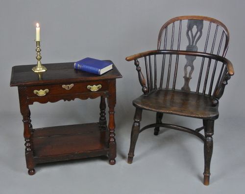 fig 1. Rare 17th Century Oak Side Table with Maker's Brand L. W. c. 1680