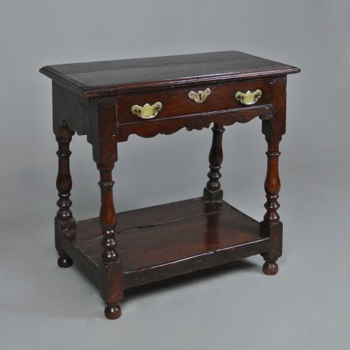 fig 2. Rare 17th Century Oak Side Table with Maker's Brand L. W. c. 1680