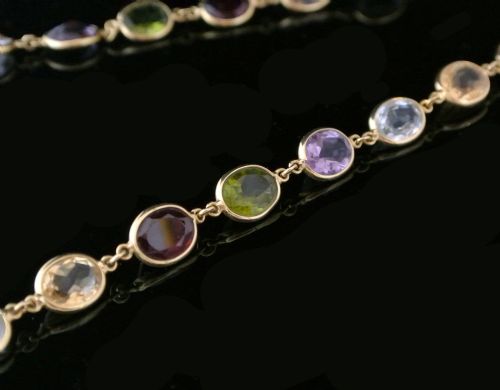 fig 1. Italian 18kt Gold and 50 Carats of Natural Gemstones in a Suffragette Design Necklace