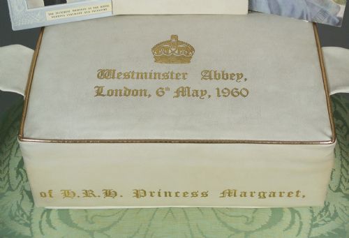 fig 2. Princess Margaret’s Wedding 1960 - Original Cream Leather & Gold Kneeling Hassock 