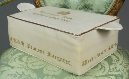 fig 3. Princess Margaret’s Wedding 1960 - Original Cream Leather & Gold Kneeling Hassock 