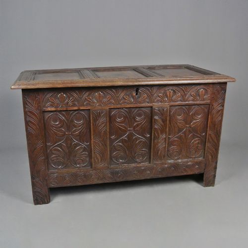 Very Good Mid 17th Century West Country Oak Coffer C. 1650