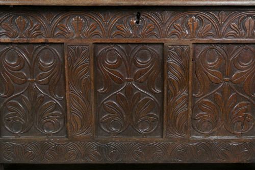fig 2. Very good Mid 17th Century West Country Oak Coffer c. 1650