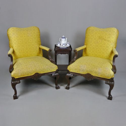fig 1. Pair of 19th Century Mahogany Gainsborough Design Chairs c. 1890