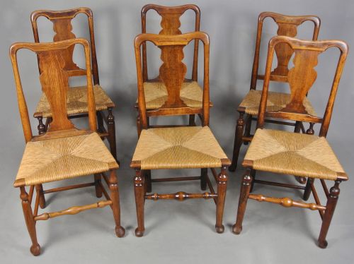 fig 1. Set of Six 18th Century Oak Country Chairs with Great Colour and Charm c. 1760