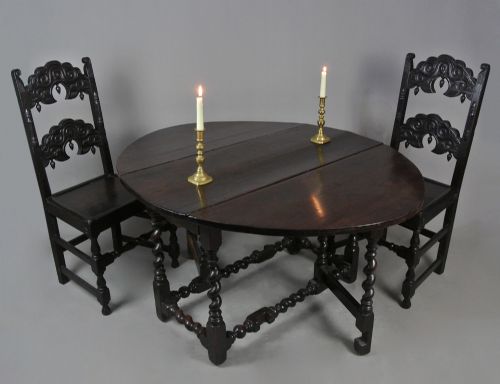 fig 1. Queen Anne Boarded Oak Drop Leaf Dining Table c. 1700