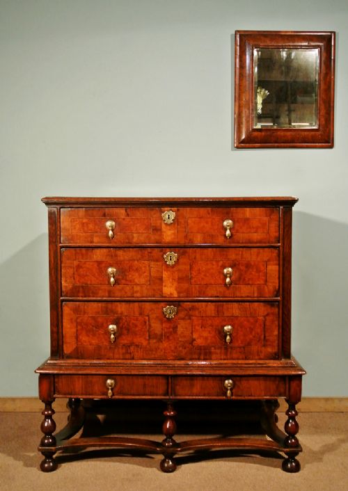 fig 2. Exceptional William and Mary Walnut and Oak Chest on Stand c. 1690