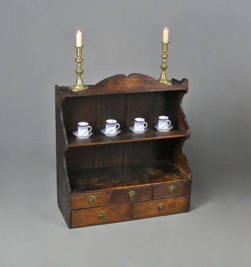 fig 1. George II Oak Wall Hanging Shelved Spice Rack c. 1750