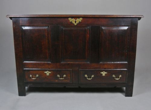 Original and Beautiful George II Oak Mule Chest C. 1750