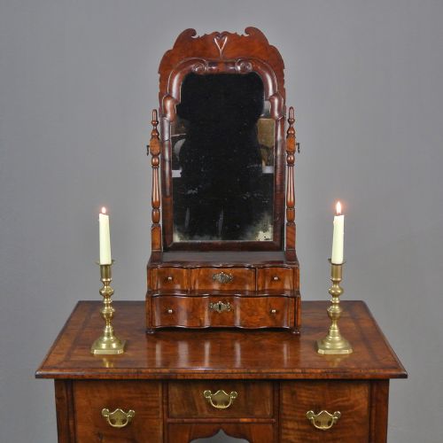 Beautiful Queen Anne Period Walnut Dressing Table Mirror C. 1710