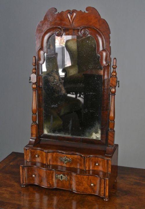 fig 1. Beautiful Queen Anne Period Walnut Dressing Table Mirror c. 1710
