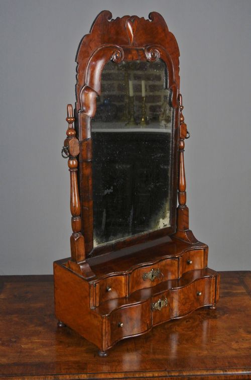 fig 4. Beautiful Queen Anne Period Walnut Dressing Table Mirror c. 1710