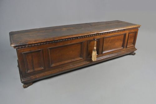 fig 1. Impressive 17th Century Italian Walnut Cassone c. 1680