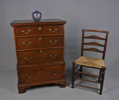 fig 1. Small George II Oak and Burr Elm Chest on Chest c. 1740