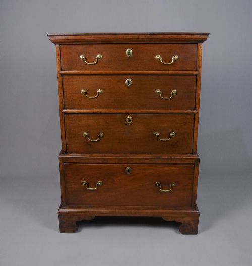 fig 2. Small George II Oak and Burr Elm Chest on Chest c. 1740