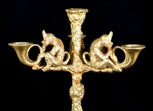 fig 2. Pair Exceptionally Rare, Large and Beautiful Christophé Fratin Gilt Bronze Candelabra c. 1850