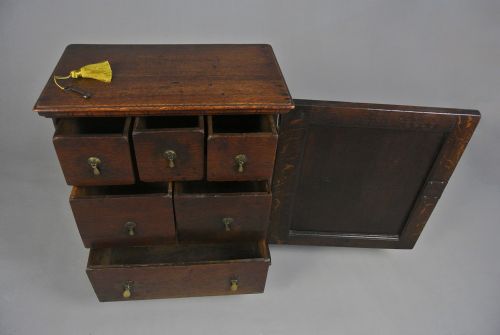fig 3. 17th Century Table Top Oak Spice Cabinet c. 1670