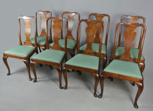 Excellent Set of Eight George I Design Oak Dining Chairs C. 1900