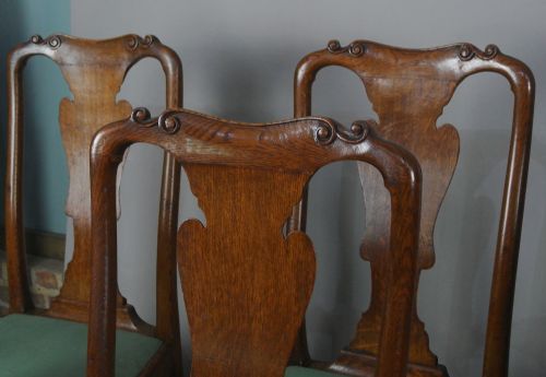 fig 1. Excellent Set of Eight George I Design Oak Dining Chairs c. 1900