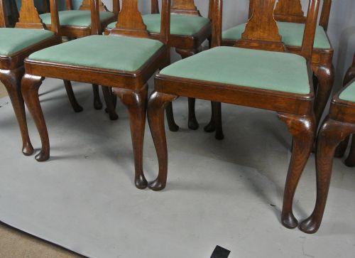 fig 2. Excellent Set of Eight George I Design Oak Dining Chairs c. 1900