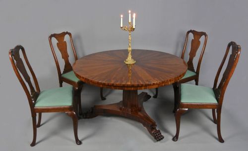 fig 1. Very Fine Regency Circular and Radial Flame Mahogany Dining Table c. 1825