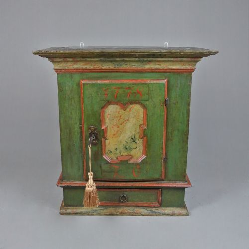 fig 1. Painted Late 18th Century Swedish Wall Cabinet dated 1778
