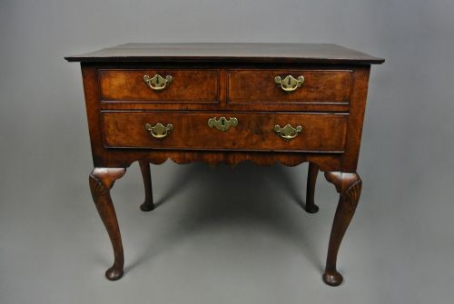 Glorious Queen Anne Figured Walnut Lowboy with Original Brasses C. 1710